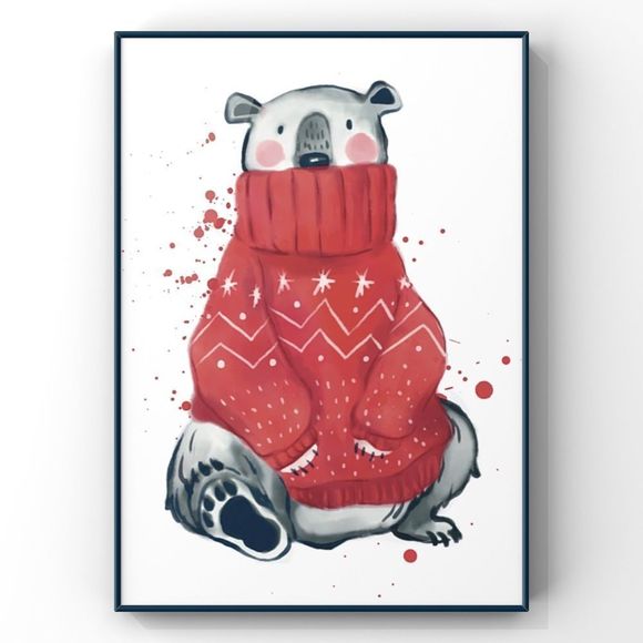 Christmas cute animal in winter gear holiday home decor gift art handmade - Picture 1 of 4